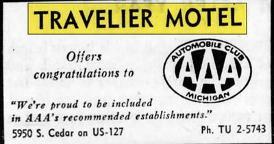 Travelier Motel - Feb 1960 Ad (newer photo)